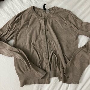 Divided Tan Cardigan Sweater